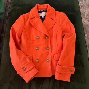Banana Republic Pea Coat Orange Size XSmall Metal Buttons